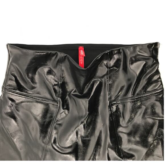 Spanx Black Shiny Faux Patent Leather Legging Size S High Waist - Picture 7 of 10